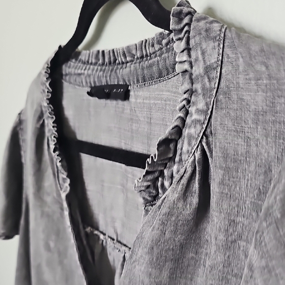 Jane & Delancey Grunge Glam Gray Button Down Shirt and Mandarin Collar 1X - Picture 4 of 9
